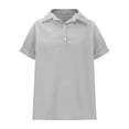 thumbnail image 2 of Plebaso Chemises en Coton et Lin pour Femmes Col en V à Boutons T-Shirts Col Léger Manches Courtes Blouses Décontractées, 2 of 6