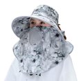 thumbnail image 1 of Lttoisl Chapeau de Soleil de Cyclisme pour Femme avec Masque Facial Respirant, Polyester Protection UV à Grand Bord Visière d'Été pour Plein Air Randonnée, Pêche, Travail au Jardin (56-58 cm), 1 of 8