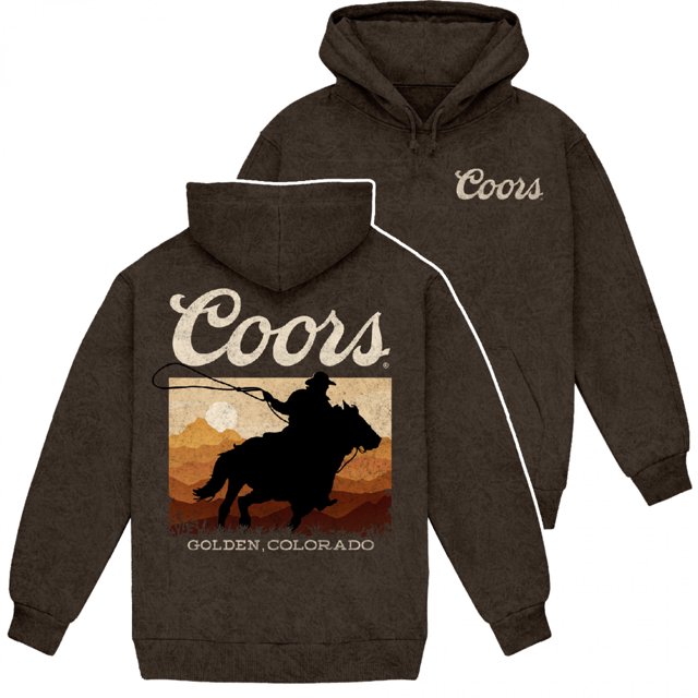 Coors Chandail à Capuchon à Enfiler Cowboy Western Sunset Mineral Wash - 2Xlarge