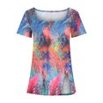 thumbnail image 4 of LSLJS Fashion Womens Floral Print T-Shirt Casual Square Neck Short Sleeve Button Tops, 4 of 5