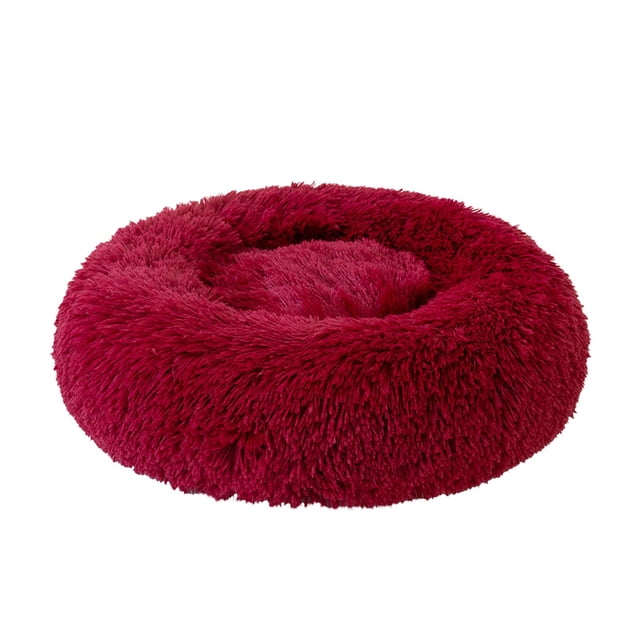 Labymos Lit pour Chat Lit pour Chien Doux en Peluche Rond Lit pour Animaux de Compagnie Chauffant Lit Lavable Rond