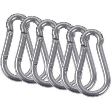 Heavy Duty Carabiner For Ropes Chains Straps, Quick Attachments, Backpacks Key Ring, Camping Hiking Travel, 6 Pieces, 1.6", Spring Snap Hooks, Stainless Steel Carabiner Clip