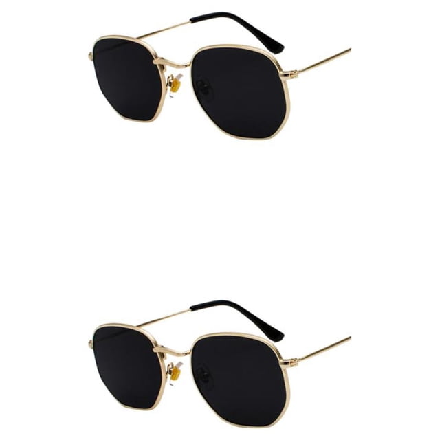 Thinsony Hexagonal Polarized Lightweight Frame Unisex Protection PC Hexagon Men Women Comfortable gold black gray C2 2Set