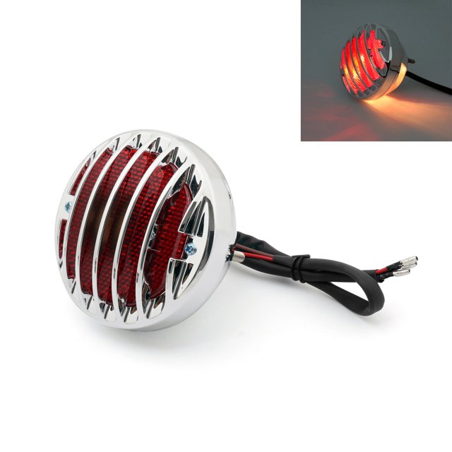 Feu de Frein Arrière Rond pour Moto pour Bobber Chopper Rat Personnalisé Chrome