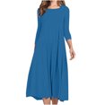 thumbnail image 1 of Vêtements de Mode pour Femmes Mode pour Femmes Coupe Ajustée Confortable Bouton Col en V Couleur Unie Robe Décontractée, 1 of 9