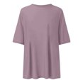 thumbnail image 4 of LUOGENLI T-shirts pour Femme pour Femmes Femmes T-Shirt à Col Rond Ajusté Hauts Basiques Manches Courtes T-Shirt d'Été Hauts T-Shirt Classique Tee T-shirts pour Femmes T-shirts Graphiques Vêtements d'Été Violet Pâle TTG, 4 of 4
