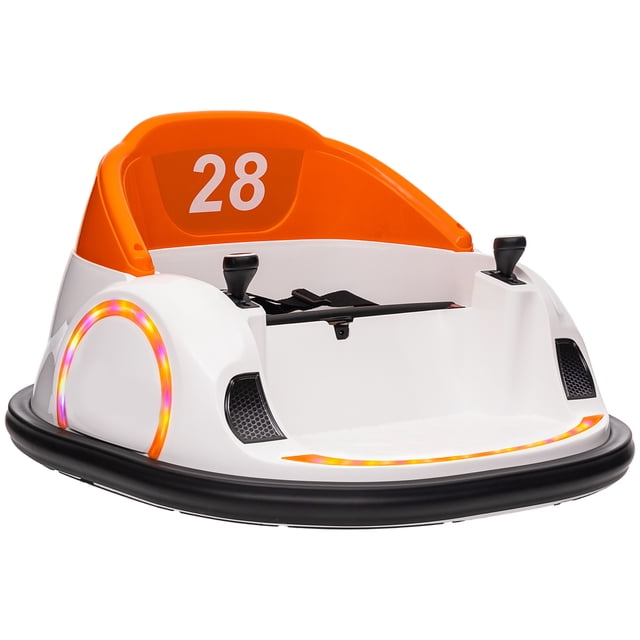 Qaba Auto Tamponneuse 12 V pour Tout-Petits avec Rotation à 360 Degrés, Orange