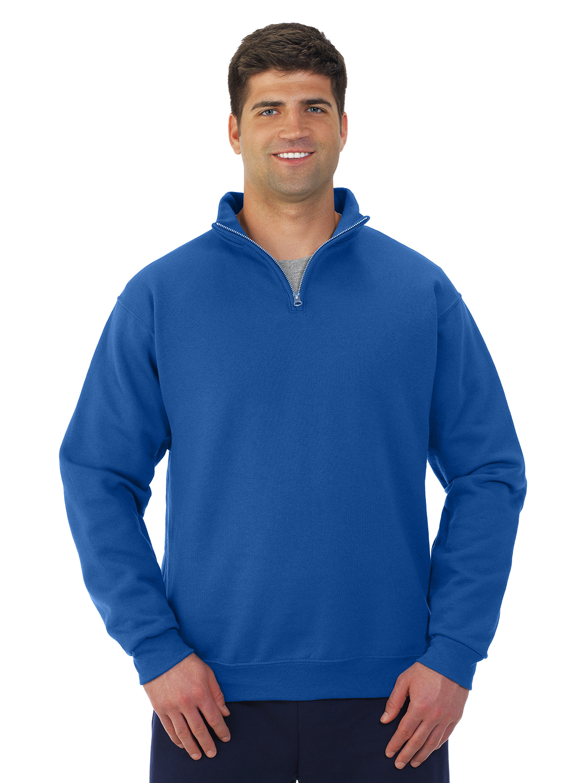 Jerzees Mens NuBlend Quarter Zip Cadet Collar Sweatshirt, 3X, Royal