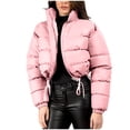 thumbnail image 1 of Économies d'Automne/hiver! srobpty Manteau Matelassé à Manches Longues pour Femmes, Veste à Capuche Décontractée Colorée à Manches Longues pour Dames Rose, G, 1 of 4