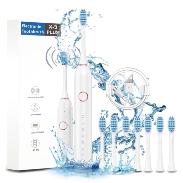 Toothbrush With 8 Brush Heads 6 Cleaning Modes Water Proofing IPX7 Water Proofing Toothbrush Newly
