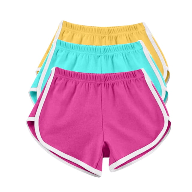 Timegard 3pc Womens Yoga Short Elastic Waisted Summer Athletic Running Active Sports Shorts Sweatshorts