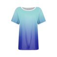 thumbnail image 3 of Haut à Manches Courtes pour Femme, Blouse Décontractée à Imprimé Dégradé avec Détail Patchwork, T-Shirt à Col Rond pour le Quotidien, 3 of 5