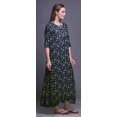 thumbnail image 3 of Bimba Robe de Nuit Maxi Bleu Marine à Feuilles de Trèfle Florales pour Femmes, Été, Imprimée, Grande, 3 of 5