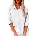 thumbnail image 2 of Timegard Chemises à Manches Longues pour Femmes Grande Taille en Coton et Lin Hauts Légers Automne Décontracté Blouse Ample, 2 of 7
