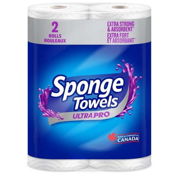 SpongeTowels UltraPRO Ultra Strong & Absorbent Paper Towel, Choose-A-Size® Sheets, 2 Regular Rolls