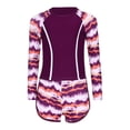 thumbnail image 3 of TiaoBug Kids Girls 2Pcs Sun Protection Swimsuit Rash Guard Swim Top with Shorts Vibrant Print Surfing Bathing Suit Rose Purple 90, 3 of 7