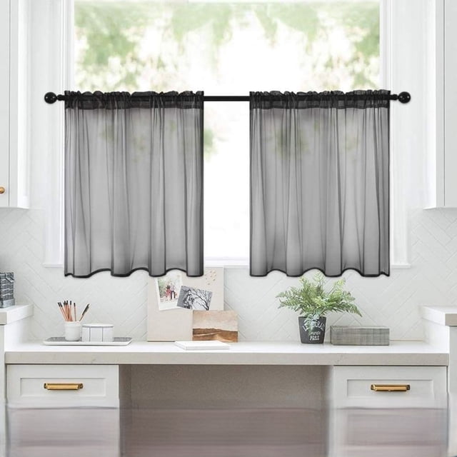 Solid Colour Short Curtains Curtains Semi Kitchen Bathroom Thin Curtains Home Curtains