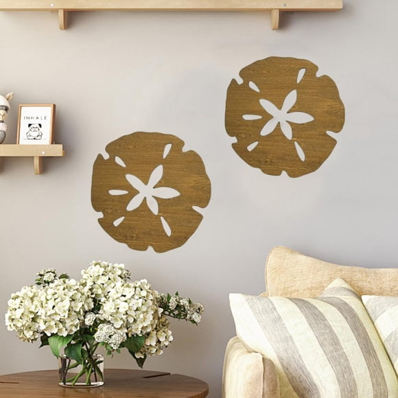 Large Round Wooden Sand Wall Art, Thick Durable Wood Wall Decoration for Kitchen Living Room Bedroom, Beach Inspired Home Decor Gift
