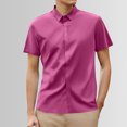 thumbnail image 2 of Men's Business Casual Tee Shirt Solid Color Short Sleeve Button Down Wear Smooth Comfortable Top, 2 of 5