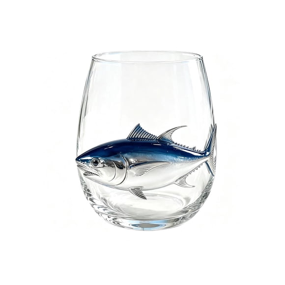EGNMCR Artisanal Blue Ringed Glassware 2D Printing Octopuses Stemless Wine Glasses a glass