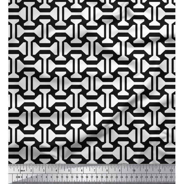 Soimoi Velvet Fabric Geometric Abstract Printed Craft Fabric by The Yard 58 Inch Wide