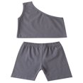 thumbnail image 1 of 2PCS Infant Kids Baby Girls Solid Color Cotton One Shoulder Tops Shorts Set Apricot 6-12 Months, 1 of 10