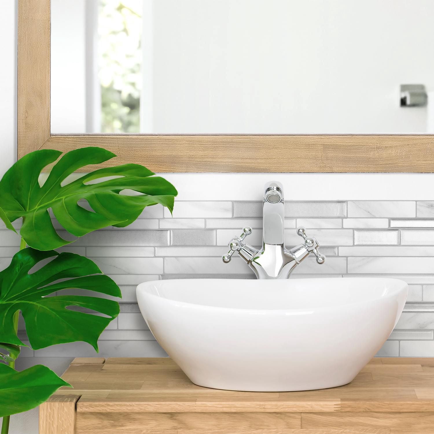 SMART TILES PEEL & STICK BACKSPLASH - MILANO CARRERA - 4 Pieces 11.55 x 9.64