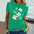 thumbnail image 2 of KIHOUT Nouveau Haut de Mode d'Été pour Femmes 2025, T-Shirt à Manches Courtes à Col Rond Décontracté à Imprimé Floral Vert P, 2 of 5