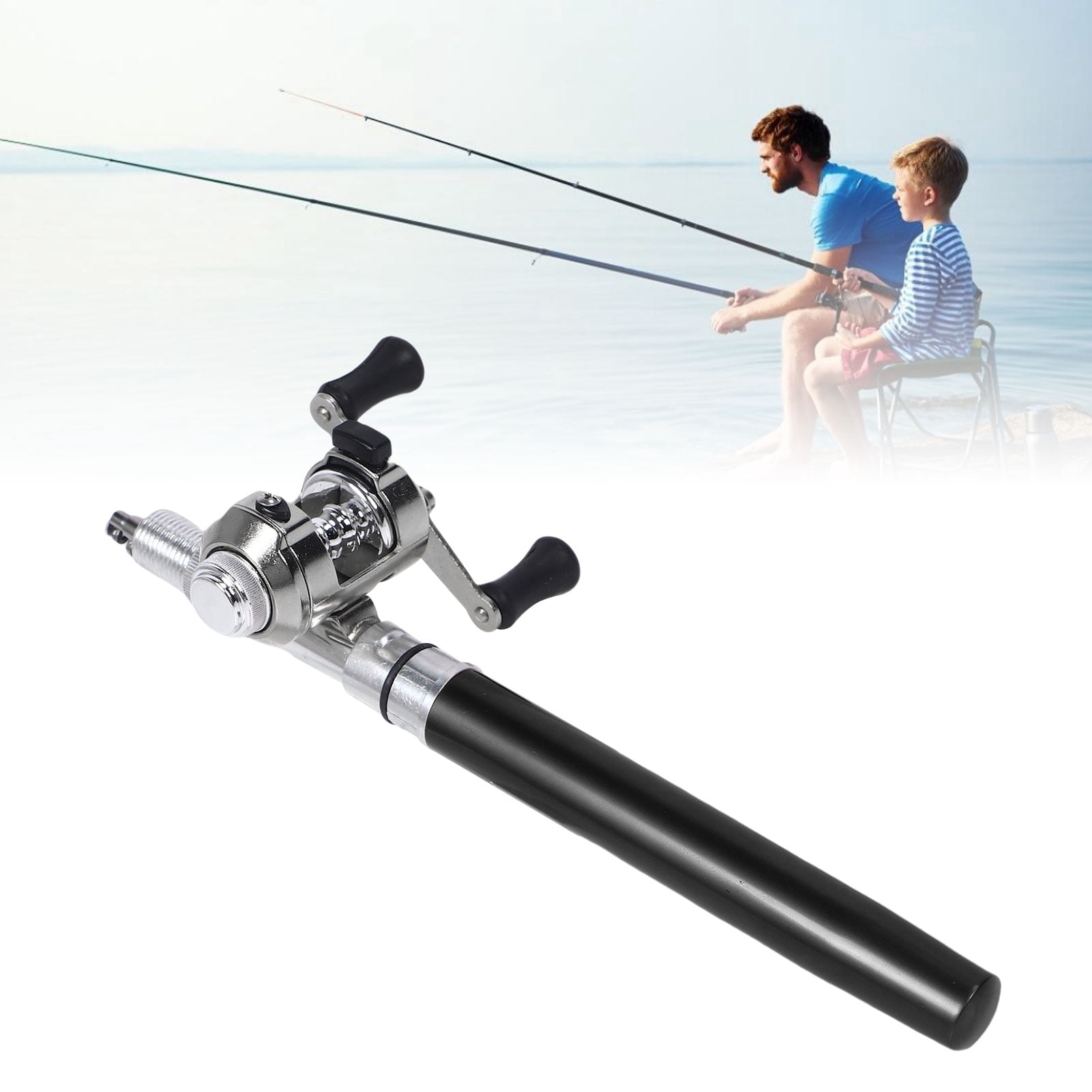 Portable Pocket Telescopic 37inch Mini Pen Fishing Rod, Small Pen Fishing Pole with Reel, Lightweight Fishing Rod Reel Combo for River Lake Reservoir Ice Fishing