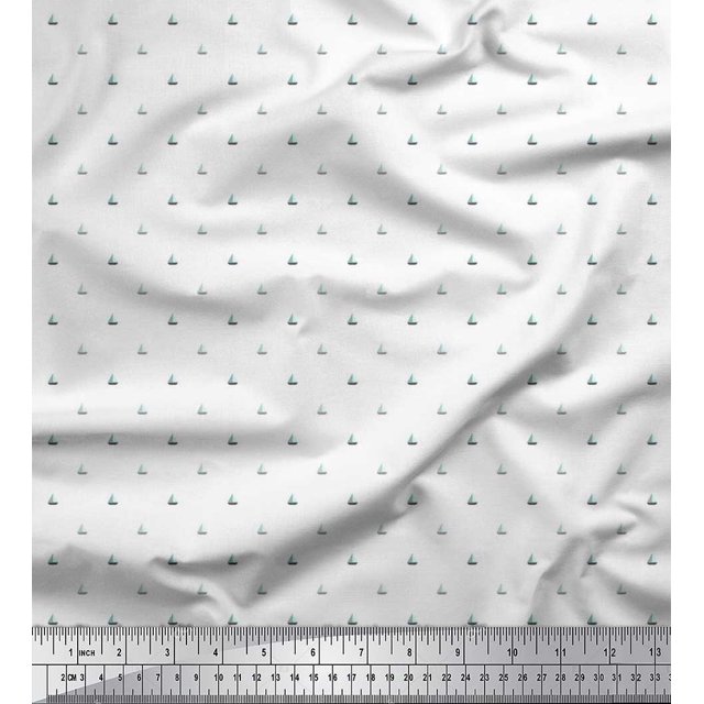 Soimoi Rayon Crepe Fabric Sailboat Shirting Printed Fabric 1 Yard 46 Inch Wide