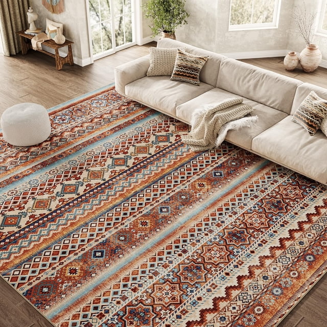 Boho Area Rug x Carpet Rugs for Living Room Bedroom Moroccan-Machine Washable Rugs for Bedroom Dining Room Living Room Rug Neutral Taupe