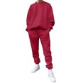 thumbnail image 1 of Kcodviy Male Casual Solid Two Pinstripe Pants and Vest Mens Piece Suit O Neck Mens Jacket off Shoulder Sleeve Sweatshirt Chalk Stripe Suit Drawstring Pocket Pants Set, 1 of 5