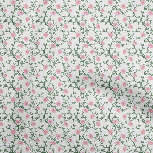 oneOone Rayon White Fabric Floral Sewing Craft Projects Fabric Prints By Yard 56 Inch Wide