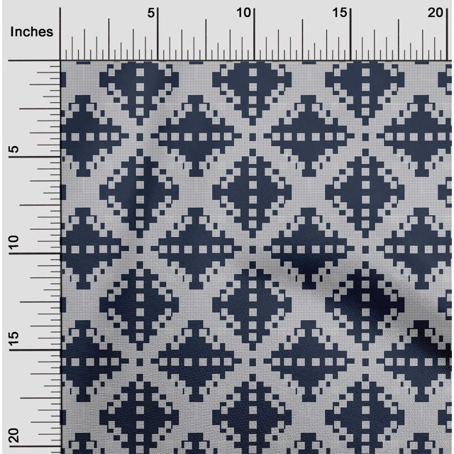 oneOone Georgette Viscose Fabric Check Kasuri Decor Fabric Printed BTY 42 Inch Wide