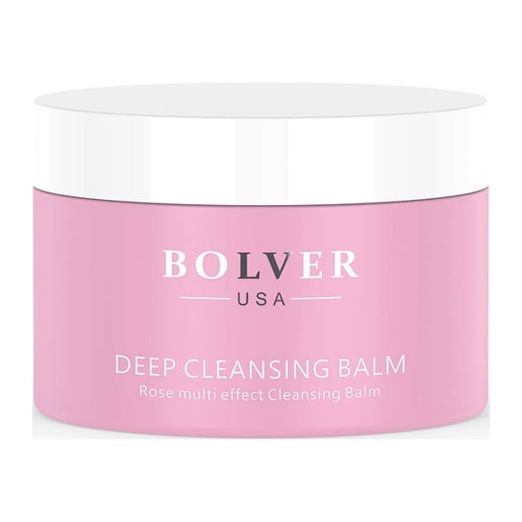 BOLVER Makeup Remover (Deep Cleansing Balm) With Rose Multi-Effect Cleansing Balm for Face. All in One Waterproof Makeup Removing Balm, Heavy Makeup Remover & Cleanser. Suitable for All Skin Types