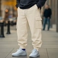 thumbnail image 3 of Yuyuzo Mens Cargo Sweatpants Causal Drawstring Workout Joggers Fleece Solid Color Athletic Pants with Pockets, 3 of 7