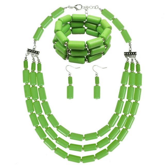 Femmes Multi-Couches Collier Perles de Mode Collier Choker avec Boucles d'Oreilles & Bracelet