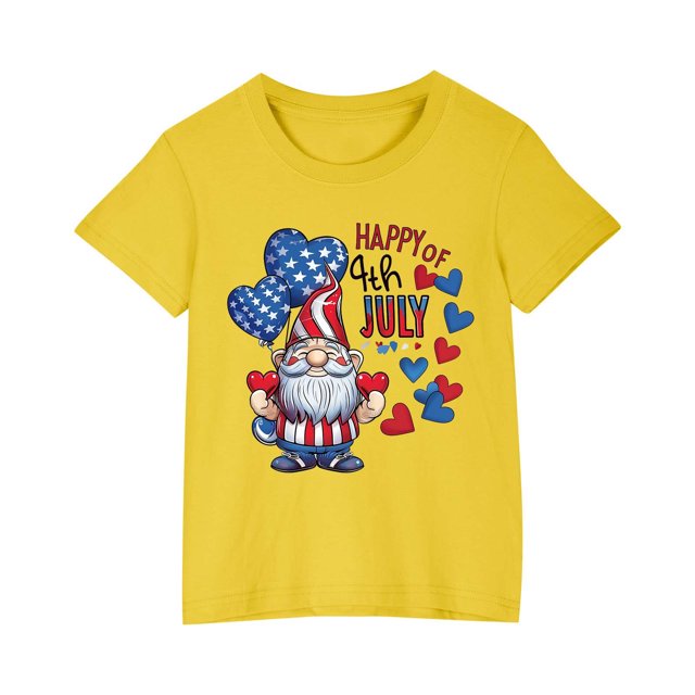 Birdeem Chemises pour Filles Tout-Petits Enfants Garçons Filles T-Shirt en Coton Mode Mignon Col Rond Imprimé Jour de l'Indépendance Tee Manches Courtes