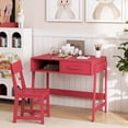 thumbnail image 2 of Costway Kids Desk and Chair Set with Storage Drawer and Hutch, Student Writing Desk Set Pink, 2 of 10