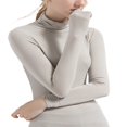 thumbnail image 3 of Hauts de Base Chauds en Modal pour Femmes Coupe Ajustée Col Roulé Simulé Manches Longues Couches de Base Chandails Thermiques, 3 of 6