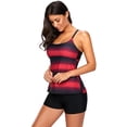 thumbnail image 4 of Haut de Tankini à Imprimé à Blocs de Couleur pour Femmes à Dos Croisé avec Short Garçon Maillot de Bain (M-TTTG), 4 of 5