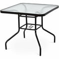 thumbnail image 1 of Costway 31.5" Patio Square Glass Top Table Steel Frame Dining Table Patio Furniture, 1 of 10