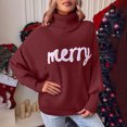 thumbnail image 2 of Timegard Sweaters for Women Christmas Print High Neck Long Sleeve Tops Loose Comfy Pullover Fall Winter, 2 of 5