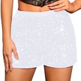 thumbnail image 2 of Styesk Shorts for Women Ladies' Fashionable High Waisted Solid Color Sequin Shorts, 2 of 4