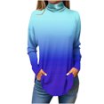 thumbnail image 1 of FAIWAD Women's Turtleneck Long Sleeve Tops Basic Layering Irregular U Hem Soft Underwear Tunic Tops, 1 of 4