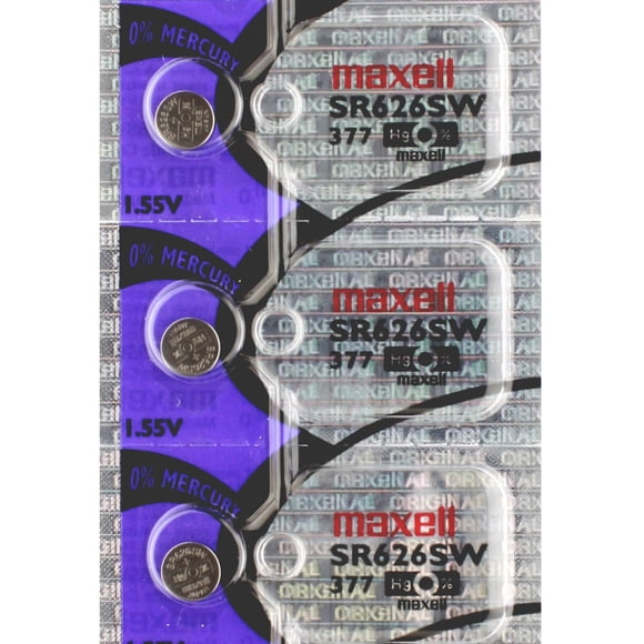 3 x Maxell 377 Watch Batteries, SR626SW or 376 Battery