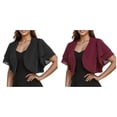 thumbnail image 1 of (2-Pack) Kcodviy Women Solid Short Casual Work Sweaters Sleeve Cropped Bolero Open Tan Open Sweater Front Chiffon Cardigan, 1 of 5