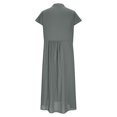 thumbnail image 4 of Ovzne Robes pour Femmes Robe Mode Femmes Été Boutonnée Décontractée Unie Col en V Manches Courtes Robe Grande Taille Robe Maxi Liquidation, 4 of 6