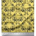 thumbnail image 1 of Soimoi Yellow polyester Crepe Fabric Filigree Damask Decor Fabric Printed Yard 42 Inch Wide, 1 of 3