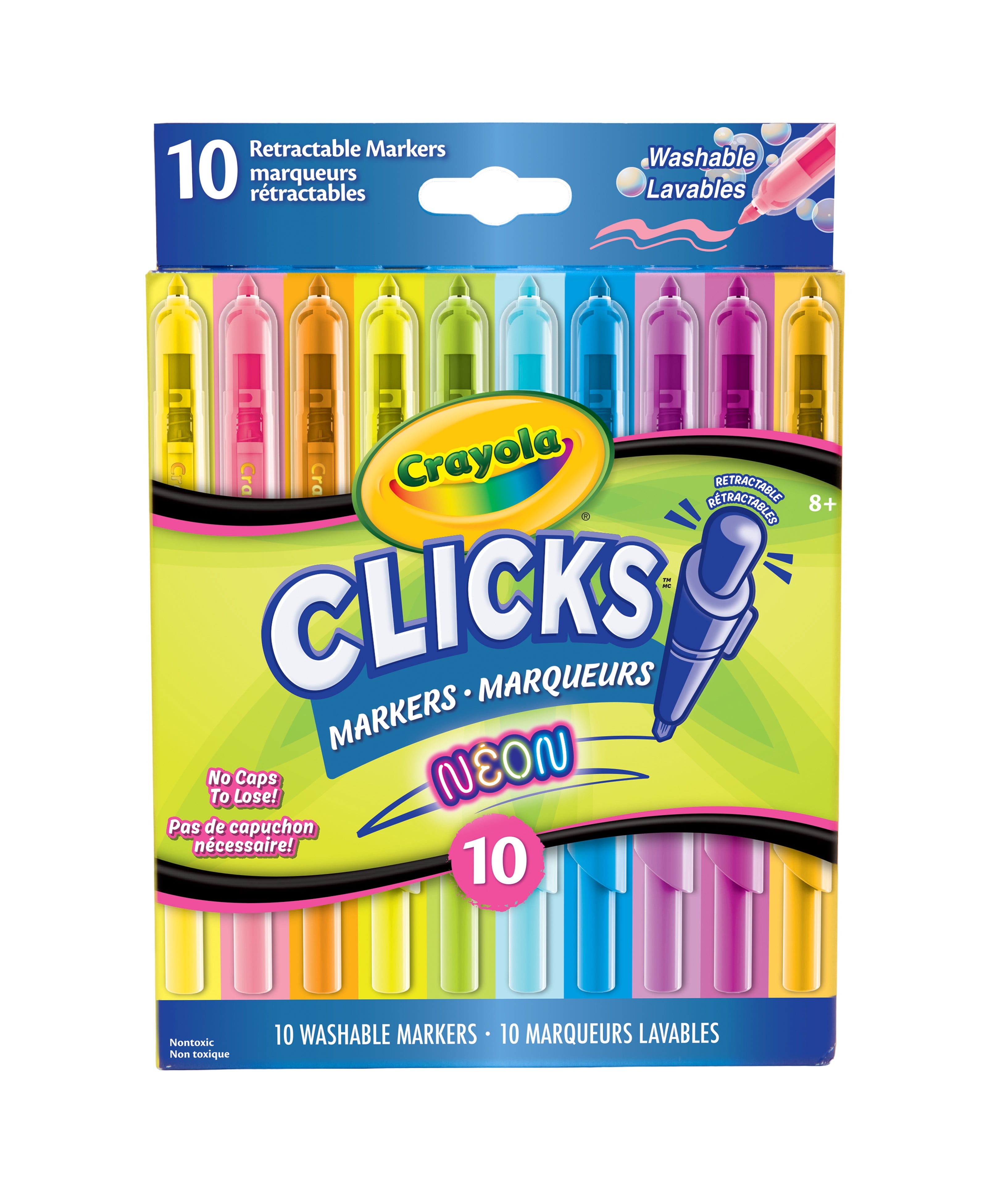 Crayola Clicks Retractable Markers - Neon, 10 Count